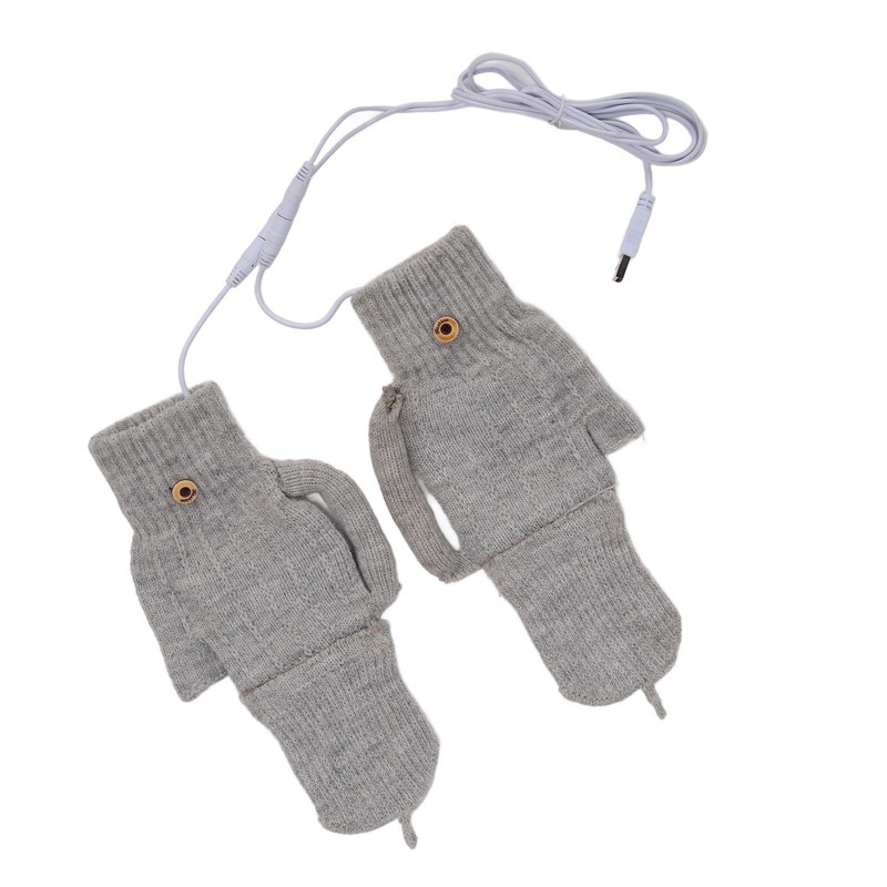 USB Heating Gloves Warm Cotton Full Finger and Half Fingerless