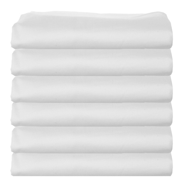 White Classic Twin Flat Sheets 6 Pack, White Cotton Flat
