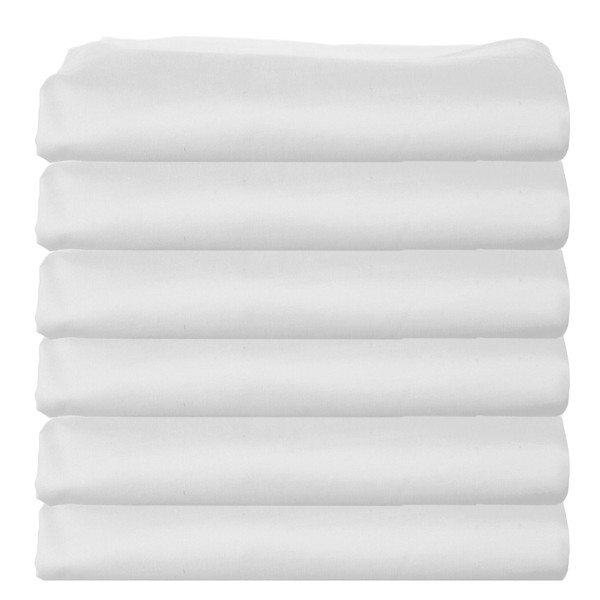 White Classic Twin Flat Sheets 6 Pack, White Cotton Flat Bed Sheet 66x104 Inches, 200 Thread Count Hospital Bed Sheets