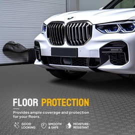 TUFFIOM TUFFIOM 7.5 x 17 FT Garage Floor Mat, Thickened Diamond Plate PVC Garage Mats Flooring Roll for Under Car, Garage Car Parking Mats for Compact SUVs, Sports Car