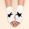 PINNKL Women's Fingerless Star Pattern Gloves - Warm Knitted Wrist