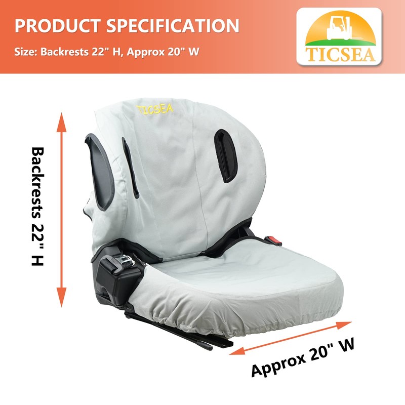 TICSEA Forklift Tractor Seat Cover, 600D Oxford Cloth Weatherproof Durable