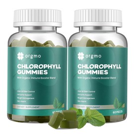 Chlorophyll Gummies for Body Odor Deodorant 2 Pack, Sugar Free Vitamins D Gummy 1000IU, ACV Spirulina Chlorella Herbal Supplement for Women Immune Support Vegan Non-GMO
