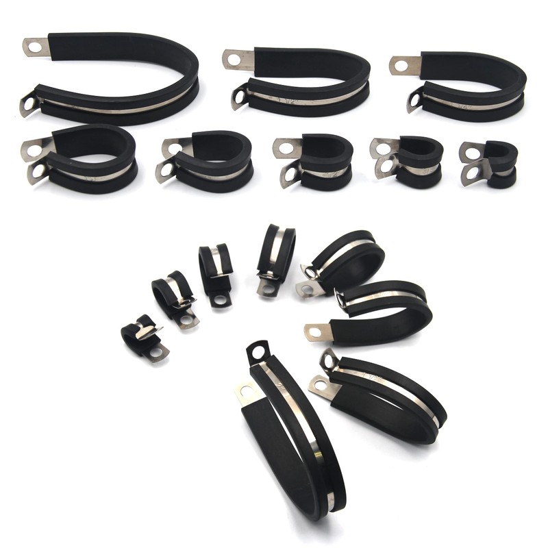 ISPINNER 80pcs Cable Clamps Assortment Kit, 304 Stainless Steel Rubber