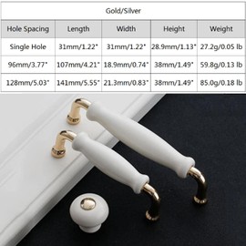 PCS Cabinet Knobs Ceramic Zinc Alloy Cabinet Handles Kitchen Drawer Door Knobs Replacement for Drawer Bathroom Cabinet Wardrobe Doors (Hole Center:128mm)