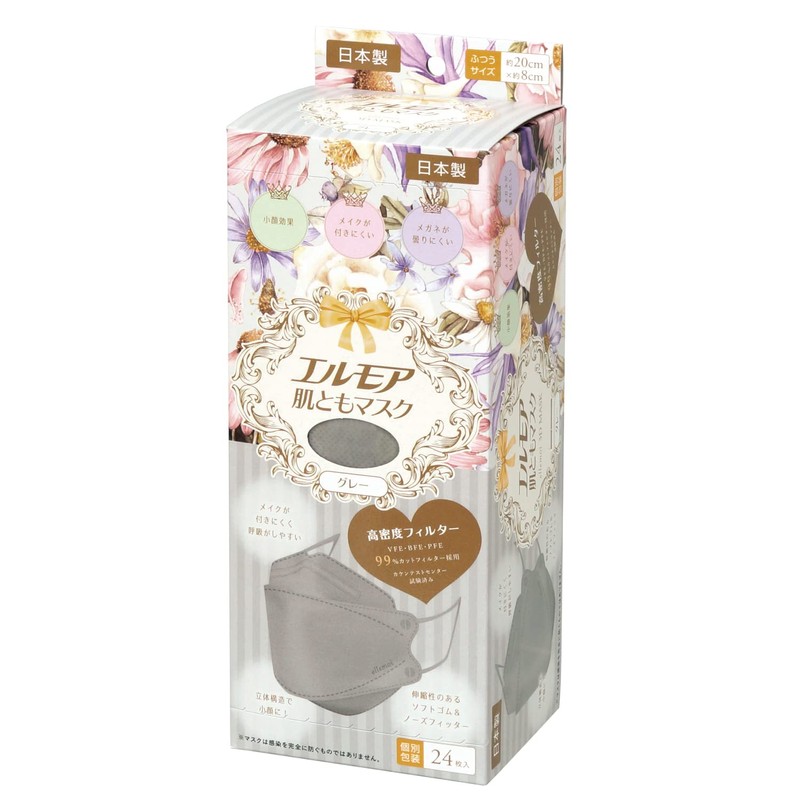 Elmore Skin Mask, Flower, Gray, 24 Pieces