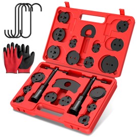 EVERESTWAY Heavy Duty Disc Brake Piston Caliper Compressor Wind Back Tool Universal Sets for Brake Pad Replacement with Hanger Hooks-28 Pieces