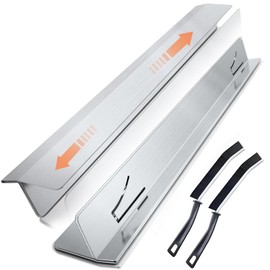 2025 Upgrade 2*Extendable Stove Gap Covers Stainless Steel +2*Gap Brushes,T Stove Counter Gap Cover,Oven Guards For Sides,Oven Gap Filler, Heat Resistant Stove Cover Guards Length 13.8" to 27.5",0.79"