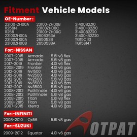AOTPAT Alternator for:-Nissan Armada 2007-2015, Frontier 2008-2019, Nv1500 2012-2019, Pathfinder 2008-2012, Titan 2008-2015 for:-Infiniti QX56 2008-2010 Equator 2009-2012 12V 130Amp CW OE# 23100-ZH00A