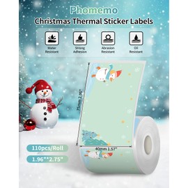 M220 Sticker Labels,40x75mm 200 Pcs Black on Chris Panting,50x70mm 110 Pcs Black on White,Phomemo Self Adhesive Thermal Labels for M200 M221 Label Printer, Stickers Label Ideal for Gifts,3-Roll