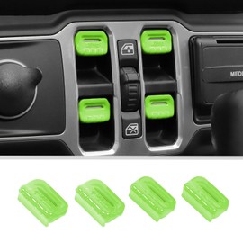JWWY Window Switch Button Power Window Control Knob Window Control Protection Cover Trim Compatible with 2018-2024+Jeep Wrangler JL JLU Gladiator JT Interior Accessories ABS 4pcs Green