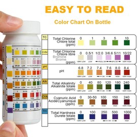 6 In1 Pool SPA Test Strips Chlorine pH Alkalinity Water Haness 50Pcs GTRH