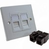 kenable Through Coupler Faceplate Cat6 2 Port RJ45 Socket Network