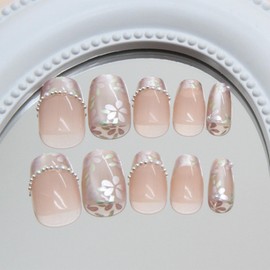 MISS MUMU Nail Tips, 24 Pieces, Nail Tips, Short, Spring, Summer, Simple, Cute, Fashionable, Popular, Nail Seal, Bride Nail, Glossy, False Nails, Coming of Age Ceremonies, Weddings, School Entrance