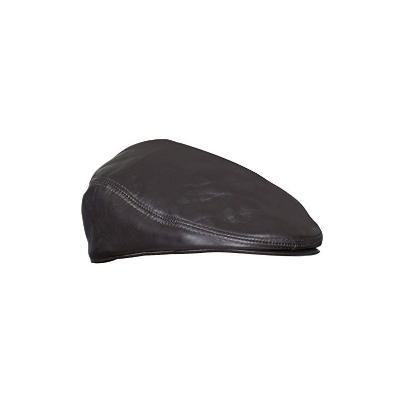 Men's Brown Real Soft Leather Ivy Beret Newsboy Gatsby Golf
