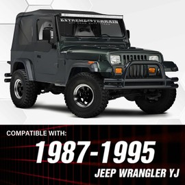 EYOUHZ for YJ Off-Road Flat Front and Rear Fender Flares Compatible with 1987 1988 1989 1990 1991 1992 1993 1994 1995 1996 Jeep Wrangler YJ, Heavy Duty Steel Wheel Fender Mud Guard Kit (4 PCS, Black)