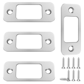 GUKBIAY 4Pcs Satin Nickel Deadbolt Strike Plate 1" x 2-1/4" Door Backplate Round Corner Strike with 8 Screws