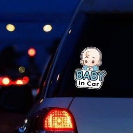 AIBAOBAO Pack of 2 Baby in Car Stickers, 13.7 x 19 cm Car Sticker, Baby in Car, Warning Sticker for Child Safety in the Car, Waterproof, Removable Window Car Sticker