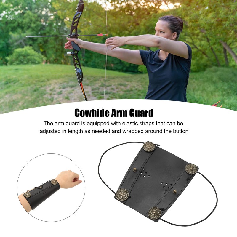 Archery Arm Guard Adjustable Strap Second Cowhide Arm Protector Pad