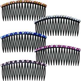 MARY LAVENDER Side Hair Accessories with Rhinestones - Hold Bangs Comb, French Twist Pins and Clips for Women, Girls 5pcs