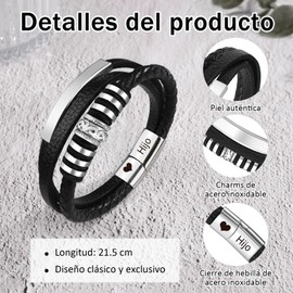 YOGRASS Son Bracelet Gift Bracelet for Boys Son Birthday Gift Leather Bracelet Birthday Gifts for Son Boys Teenagers Azubi Gift Courage Gift, 21 cm, Stainless Steel, Bead