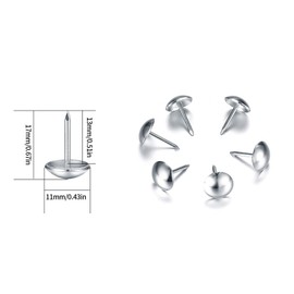 Pack of 320 Upholstery Nails, Upholstery Tacks, Furniture Nails Vintage for Furniture, Armchair, Bed, Nails, Decorative Nail - 11 x 17 mm (Silver)