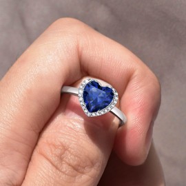 Bestyle Women's Moonstone Ring Adjustable Crystal Ring 925 Silver for Women Girls, Crystal Sterling Silver, Moonstone, sapphire