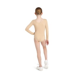 Capezio Big Girls' Long Sleeve Leotard, Nude Medium