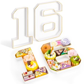 WERNNSAI 16 Cardboard Numbers for Charcuterie - 16th Birthday Charcuterie Board Box Fillable Number Food Tray Snack Cupcake Paper Mache Box for 16th Birthday Party Decoration Supplies