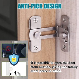 ZiYuya Flip Sliding Door Lock, Stainless Steel Door Bolt Latch Buckle, Screen Door Stopper Lock Hook Eye Lock Gate Lock for Garden Bathroom Garage Window Sliding Door Black (Silver 90° 4 Inches)