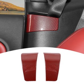 PDKLIN for Challenger Seat Belt Trim Cover Fit for Dodge Challenger 2010-2023 Red Carbon Fiber Interior Accessories 2pcs