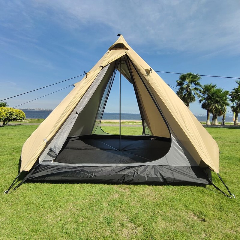 防水布接続タープアダプタートンネルキャップシングルポールテントタープ接続用三層構造防水加工ポリエステル綿登山バックル/ロープ付き