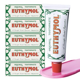 EUTHYMOL Original Toothpaste (3.7fl oz*5, Pack of 5) - Fluoride-Free Toothpaste for Sensitive Teeth & Gum. Bad Breath, Cavity Prevention, 12-Hour Long Lasting Freshness with Wintergreen