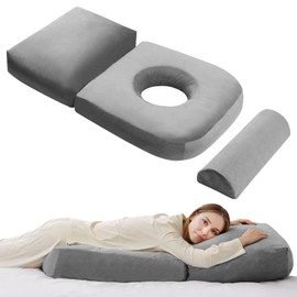 Pregnancy Pillows for Sleeping, 44.5 Inch Pregnancy Massage Pillow Full Body Pillow with Leg Pillow & Removable Cover - Support for Back, Legs, Belly, HIPS for Pregnant Women (Dark Grey)