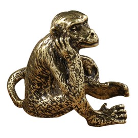 iplusmile Retro Brass Monkey Figurine Antique Monkey Statue Ornament for Desktop Decor Fine Craftsmanship Design for Home Office Display