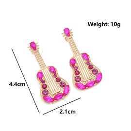 Electric Guitar Earrings, Punk Rock Musical Instrument Dangle for Women, Bohemian Hip Hop Vacation Earrings, Cute Statement Summer Boho Jewelry (Pink)