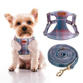 CHEDE No Pull Plain Pattern Dog Harness- Lightweight and Soft Dog Harness, Adjustable Small Dog Harness and Leash Set, with Dog Leash, Suitable for Puppy Small and Medium-Sized Dog