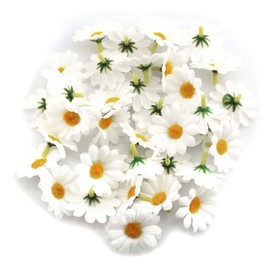 IVYRISE Fabric Daisy Flower Head 100PCS 1.5Inch White Artificial Gerbera Fake Flowers Heads for Wedding Party and DIY Craft