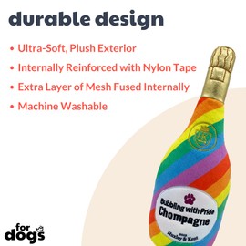 Huxley & Kent for Dogs | Bubbling with Pride Chompagne (Small) | Power Plush Dog Toy with Squeaker | Funny Dog Gift | Fun, Durable, and Safe | H&K Squeaky Dog Toys
