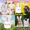 Bunny Easter Basket for Kids, Cute Plush Empty Bucket with