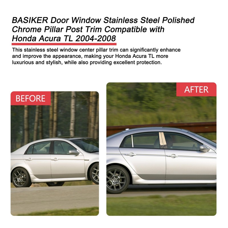 Chrome Pillar Post Trim Fit for Honda Acura TL 2004-2008