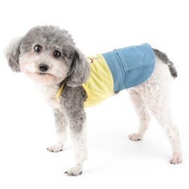 Zunea Camisole Dog Dresses for Small Dogs Girls Summer Puppy Sundress Denim Skirt Cute Female Dogs Dress Soft Vest Shirts Pet Clothes Outfits Daily Wear Doggie Chihuahua Clothing Apparel Yellow XL