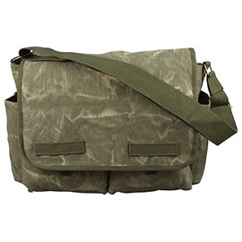 Rothco Stonewash Canvas Classic Messenger Bag, Olive Drab