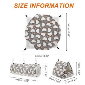 RENEWREVITAL Ferret Hammock, Small Pet Cage Accessories, Ferret Bed, Pet Cage Hammock Hanging Tunnel and Bed Hideout Set for Hamster Squirrel Rabbit, Brown, 3Pcs