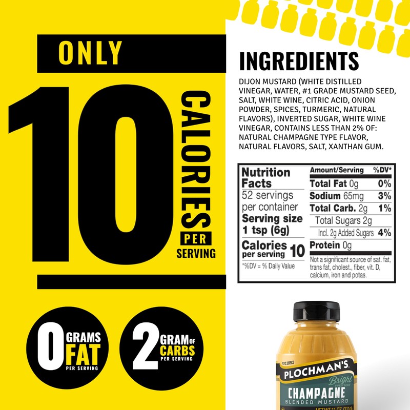 Plochman, Champagne Dijon Mustard, 11 oz, Blended Mustard