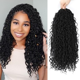 Faux Locs Crochet Braids Curly Hair Soft Locs False Locks Hooks Pre-buckle Dreadlocks Soft Traiding Hair Fashion Goddess False Locs Hair Extensions (10 inch (8 Pieces), 1B)