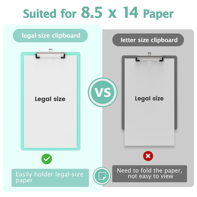 Macroclo Legal Size Clipboard, Teal 8.5 x 14 Clip Boards