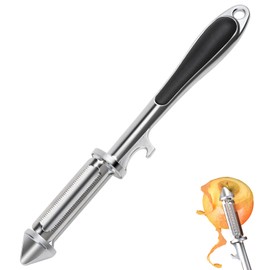 Oumuik , Piggy Peeler, Asparagus Peeler, Potato Peeler, for Left-Handed Users, with Screw-On Stainless Steel Blade, Silver