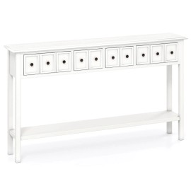 Costway 60" Long Narrow Console Table w/4 Drawers and Open Storage Shelf Anti-Tip Kit