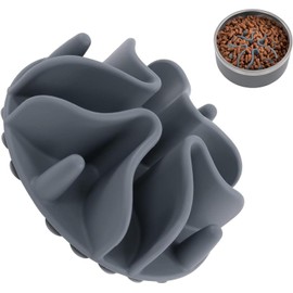 BTtime Eating Prevention, Slow Feeder, Dog Health Management, Reduces Stomach and Body Strain, Built-In Type, Strong Suction Cup Included, Cutable, Easy to Wash (Gray)